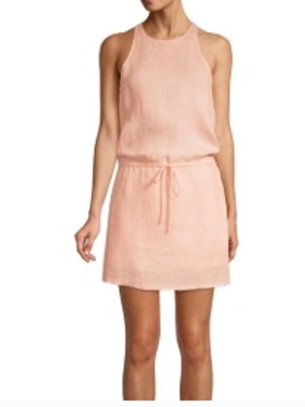 Joie Peach-Linen Blend Button Cuff Top